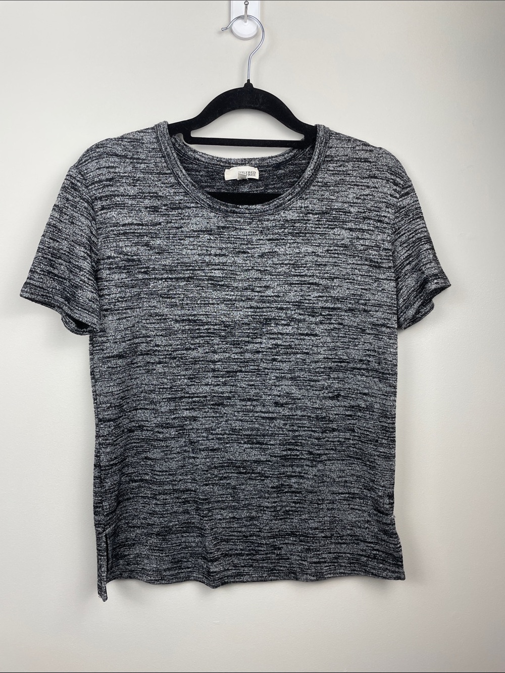 Wilfred Free Black and Gray Marled Knit Crew